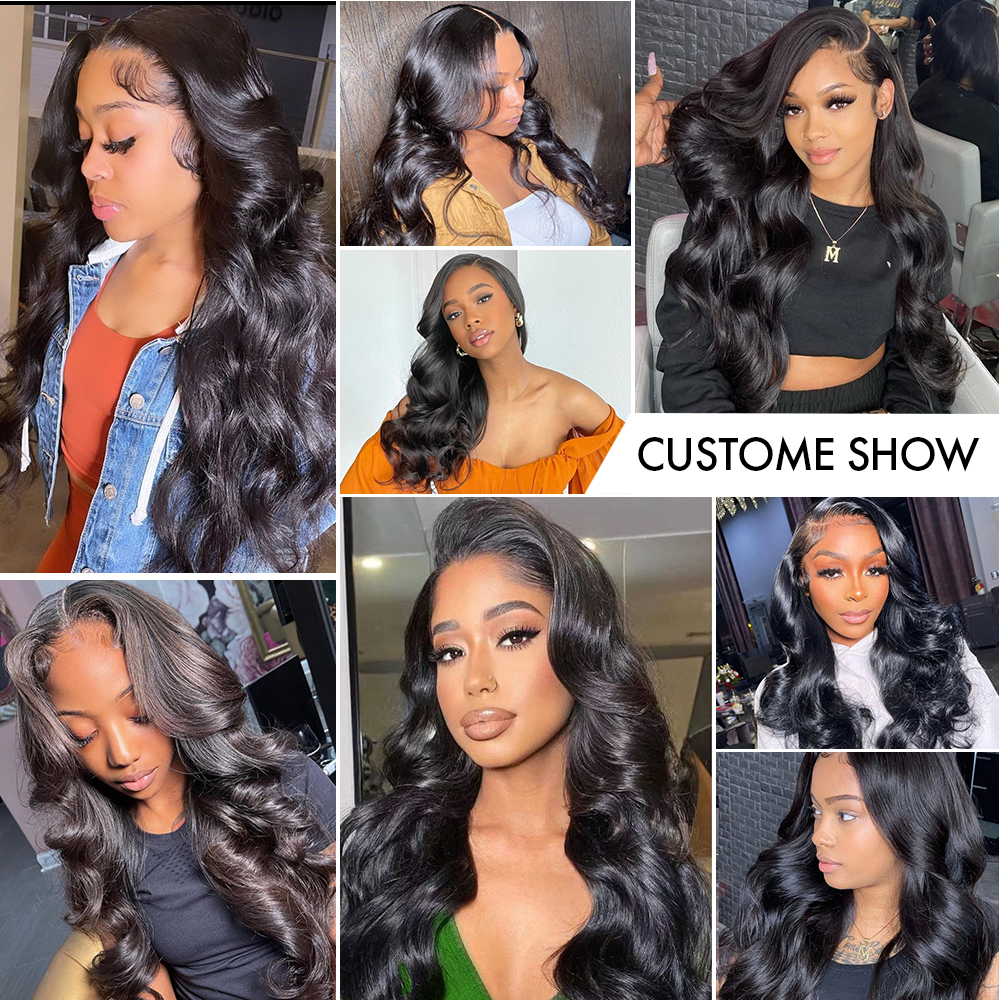 M Hair 200% Density Silky Body Wave 13x4 HD Lace Full Frontal Wig 100% Human Hair