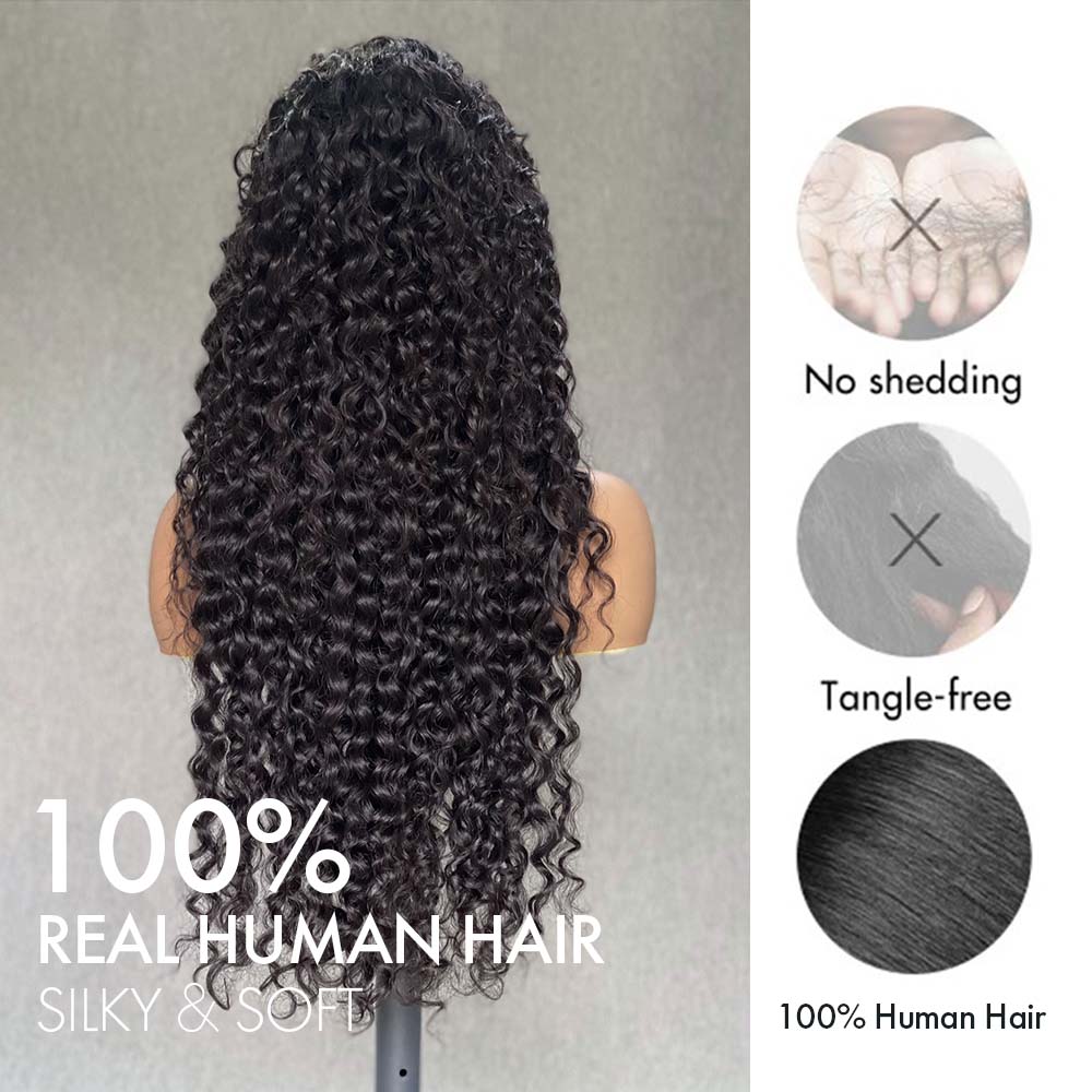 M Hair 200% Density Silky Italian curly 13x6 HD Lace Full Frontal Wig 100% Human Hair