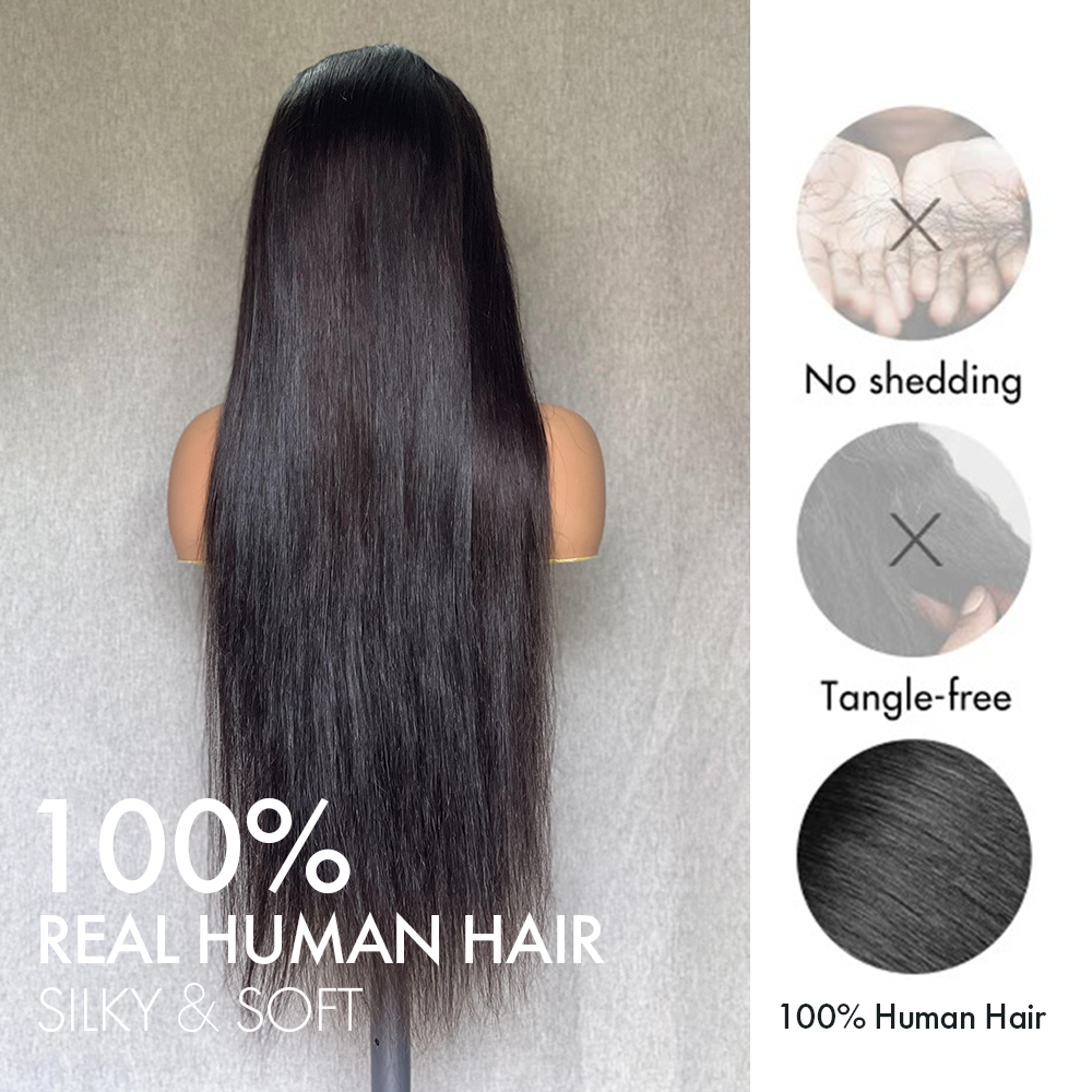 M Hair 200% Density Silky Straight 13x4 HD Lace Full Frontal Wig 100% Human Hair