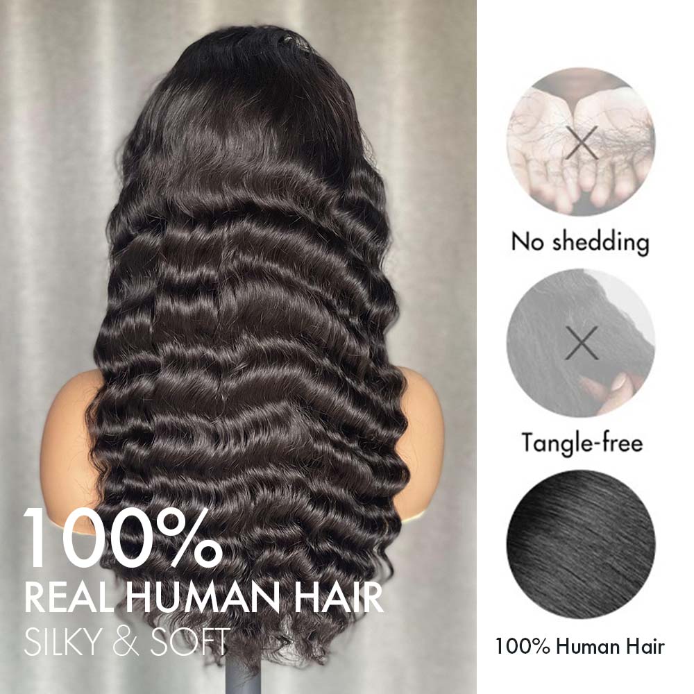 M Hair 200% Density Silky Loose wave 13x4 HD Lace Full Frontal Wig 100% Human Hair