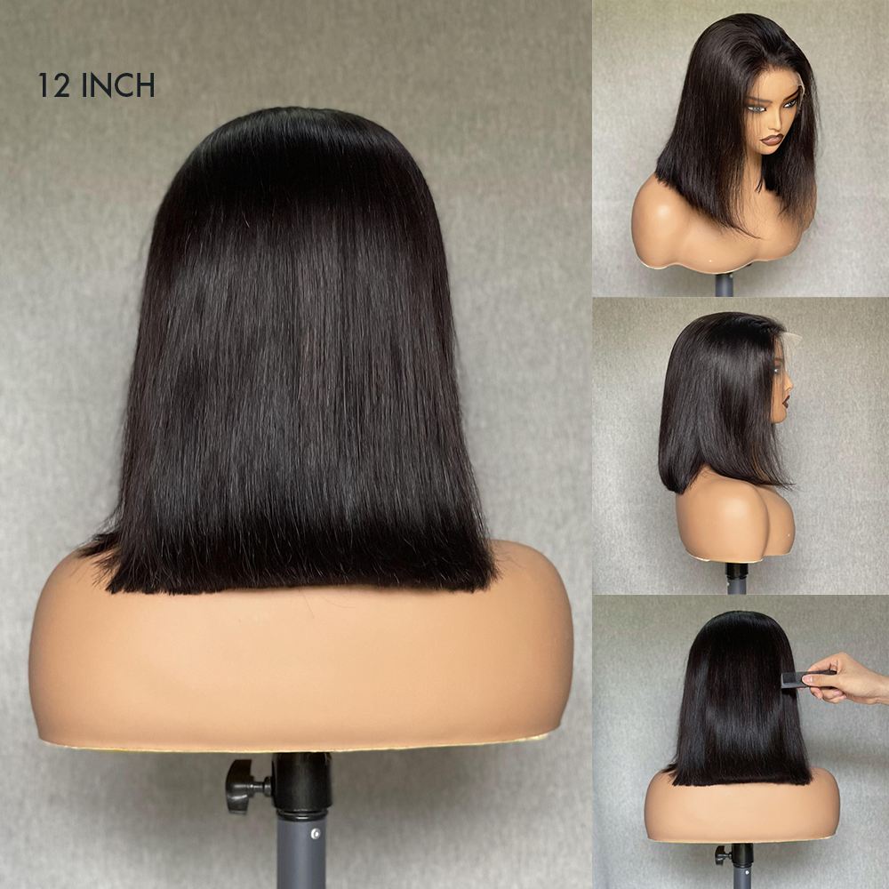 M Hair 200% Density 13x6 HD Lace Frontal Silky Straight Bob Wig 100% Human Hair