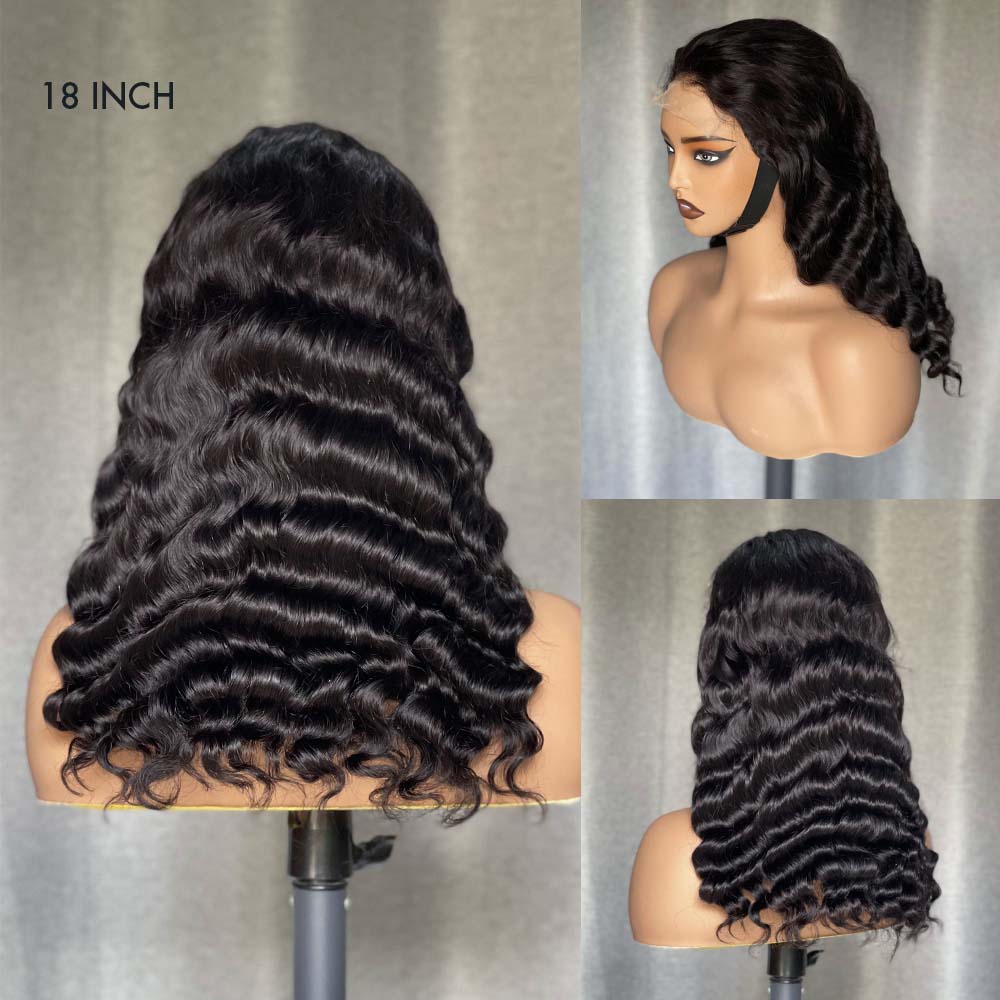 M Hair 200% Density Silky Loose wave 5x5 Transparent Lace Full Frontal Wig 100% Human Hair