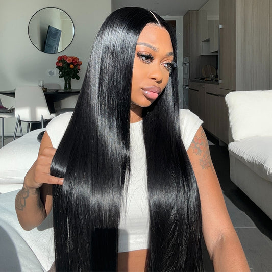 M Hair 200% Density Silky Straight 13x4 HD Lace Full Frontal Wig 100% Human Hair
