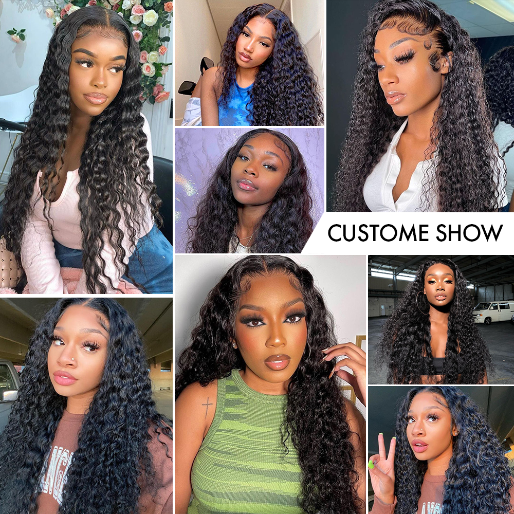 M Hair 200% Density Silky Deep Wave 13x4 HD Lace Full Frontal Wig 100% Human Hair