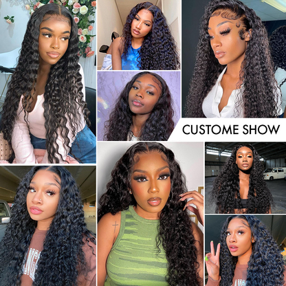M Hair 200% Density Silky Deep Wave 13x4 HD Lace Full Frontal Wig 100% Human Hair