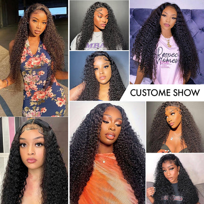 M Hair 200% Density Silky Kinky Curly 13x4 HD  / Transparent Lace Full Frontal Wig 100% Human Hair