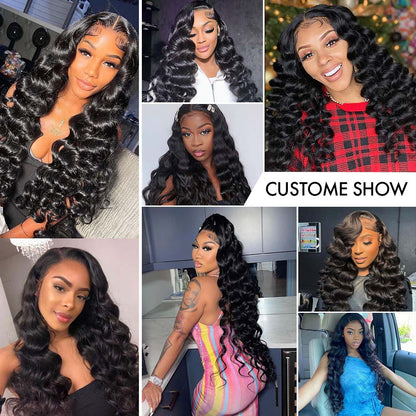 M Hair 200% Density Silky Loose wave 13x4 HD Lace Full Frontal Wig 100% Human Hair