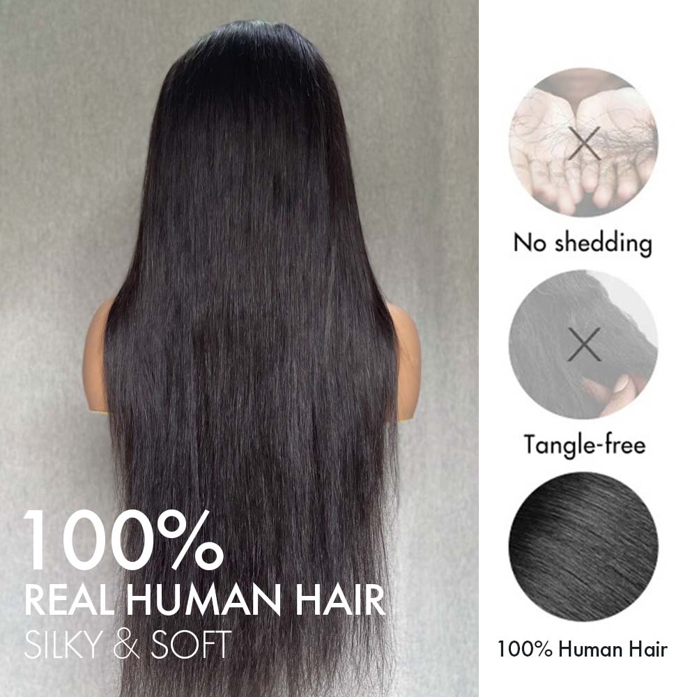 M Hair 200% Density Silky Straight 13x6 HD Lace Full Frontal Wig 100% Human Hair