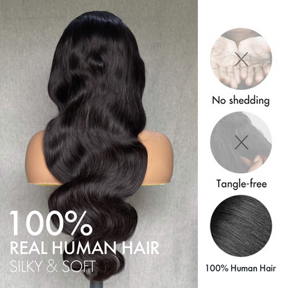 M Hair 200% Density Silky Body Wave 13x4 HD Lace Full Frontal Wig 100% Human Hair