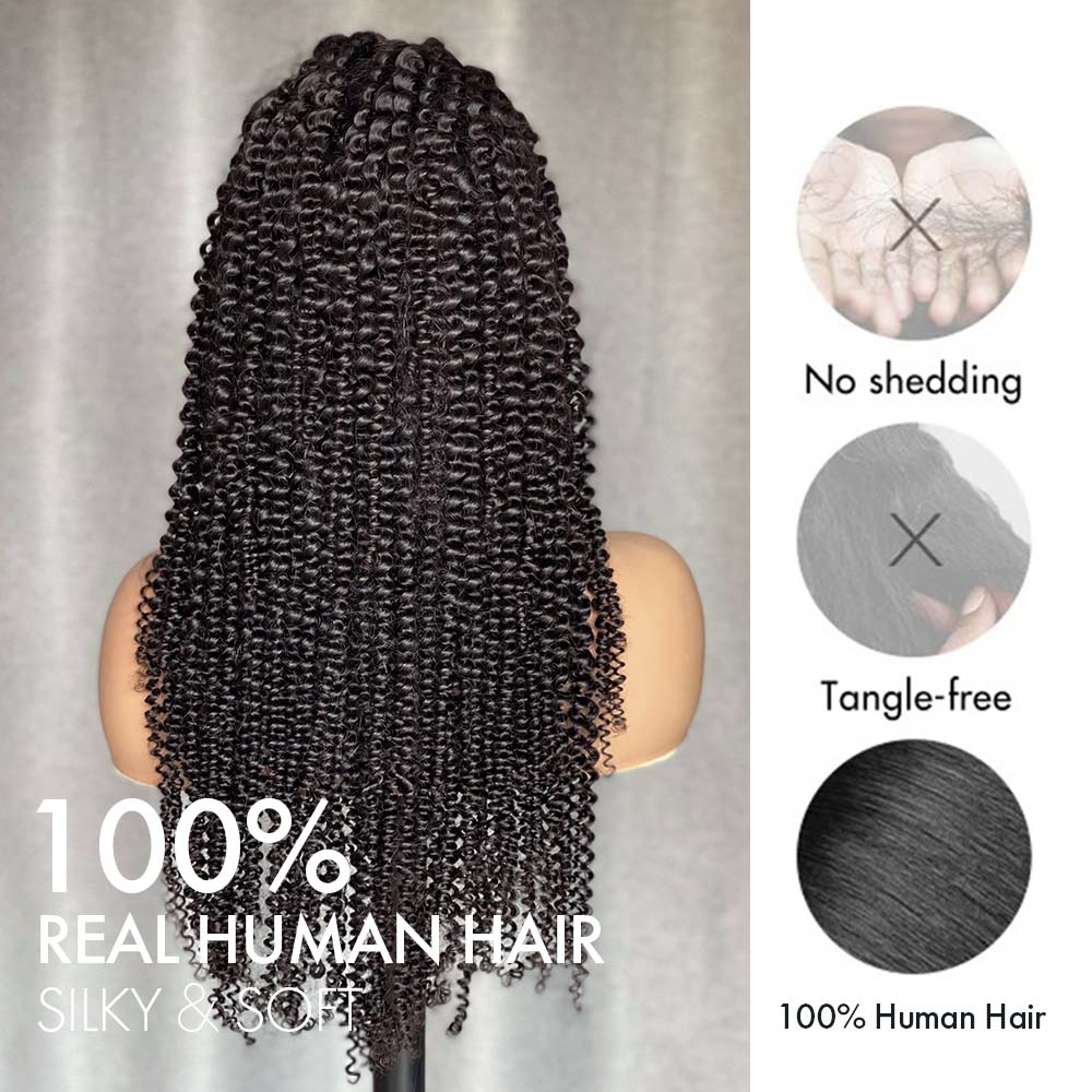 M Hair 200% Density Silky Kinky Curly 13x4 HD  / Transparent Lace Full Frontal Wig 100% Human Hair