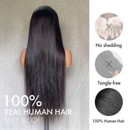 M Hair 200% Density Silky Straight 13x4 HD Lace Full Frontal Wig 100% Human Hair