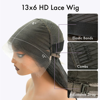M Hair 200% Density 13x6 HD Lace Frontal Silky Straight Bob Wig 100% Human Hair