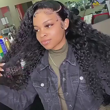 M Hair 200% Density Silky Deep Wave 13x4 HD Lace Full Frontal Wig 100% Human Hair