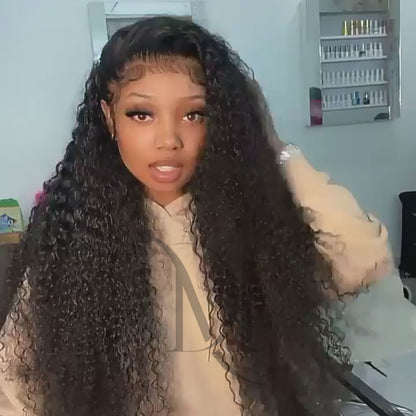 M Hair 200% Density Silky Kinky Curly 13x4 HD  / Transparent Lace Full Frontal Wig 100% Human Hair