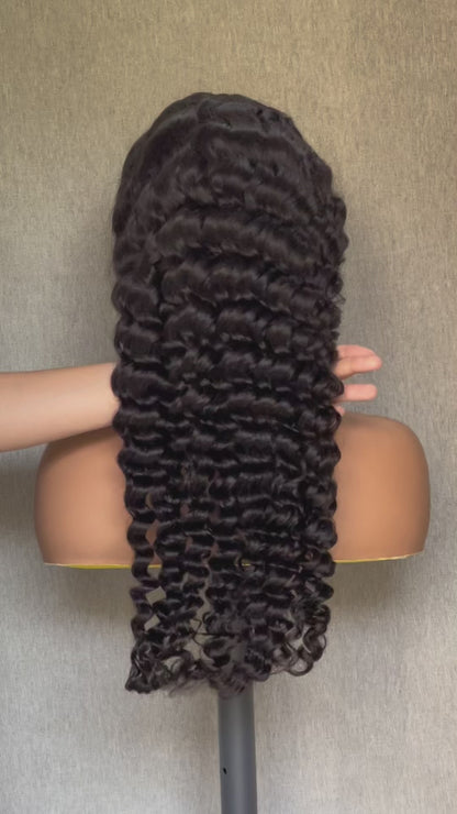M Hair 200% Density Silky Deep Wave 13x4 HD Lace Full Frontal Wig 100% Human Hair